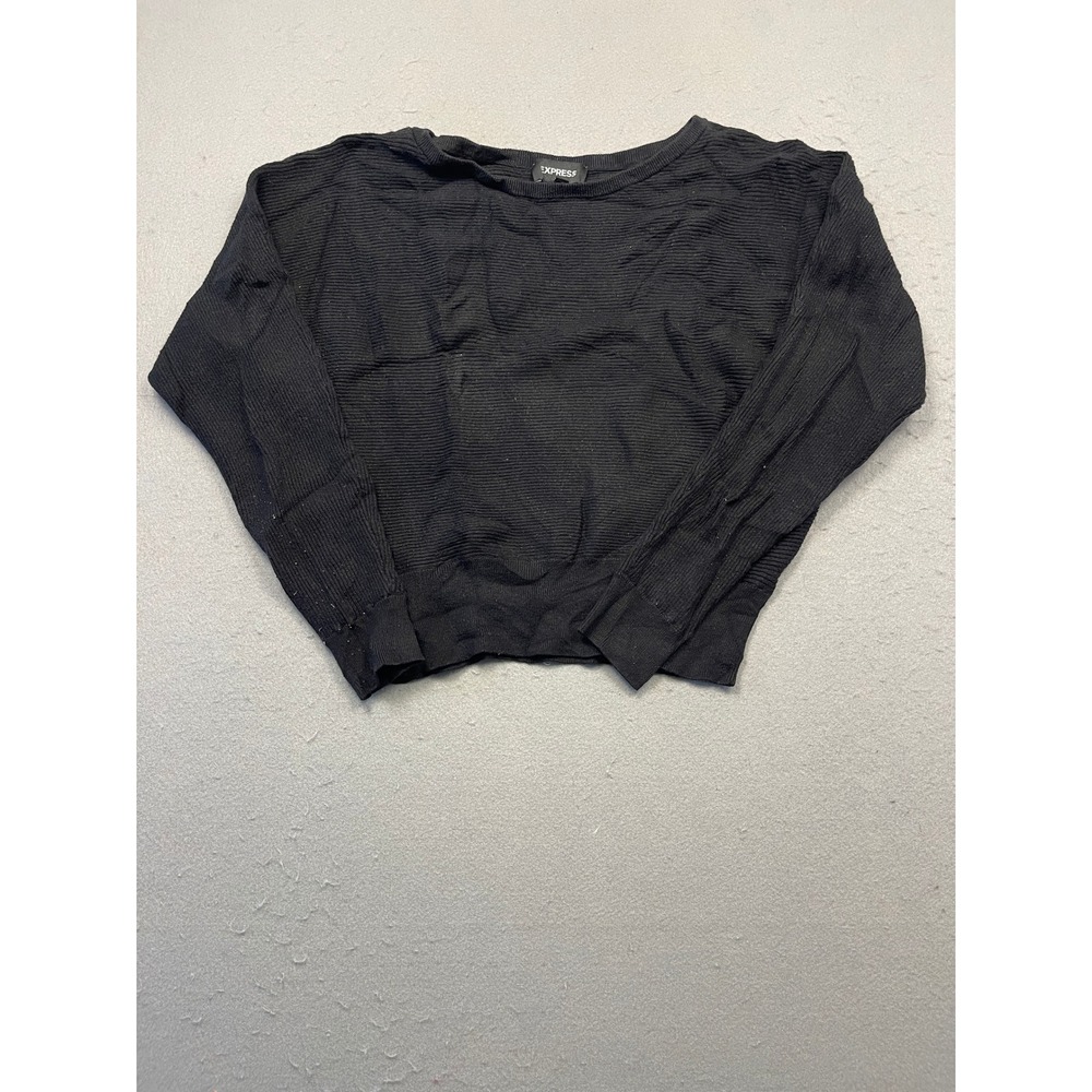 Express Sweater Ribbed Knit Black Small Womens
